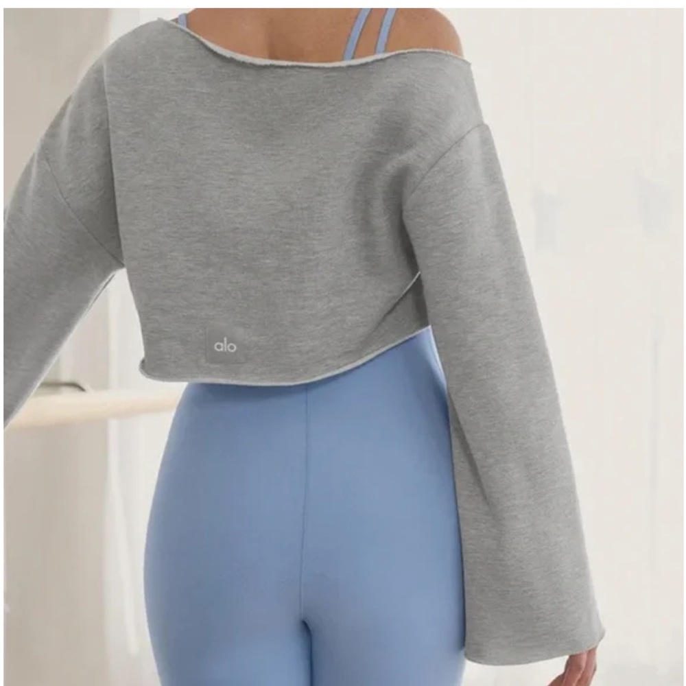 Alo Gray Cropped Sweatshirt